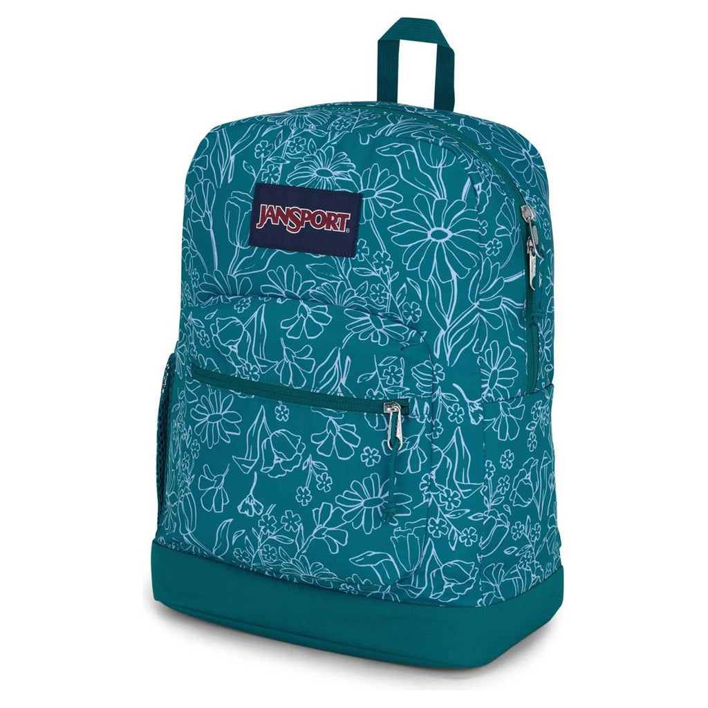 JanSport Cross Town Plus Laptop Backpack - Delightful Daisies Green