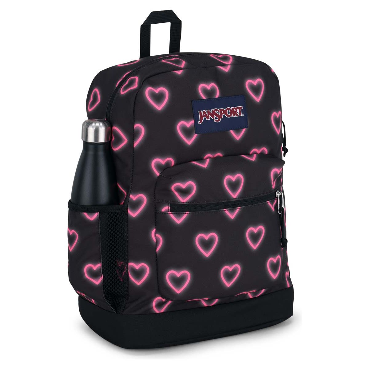 JanSport Cross Town Plus Laptop Backpack - Happy Hearts Black