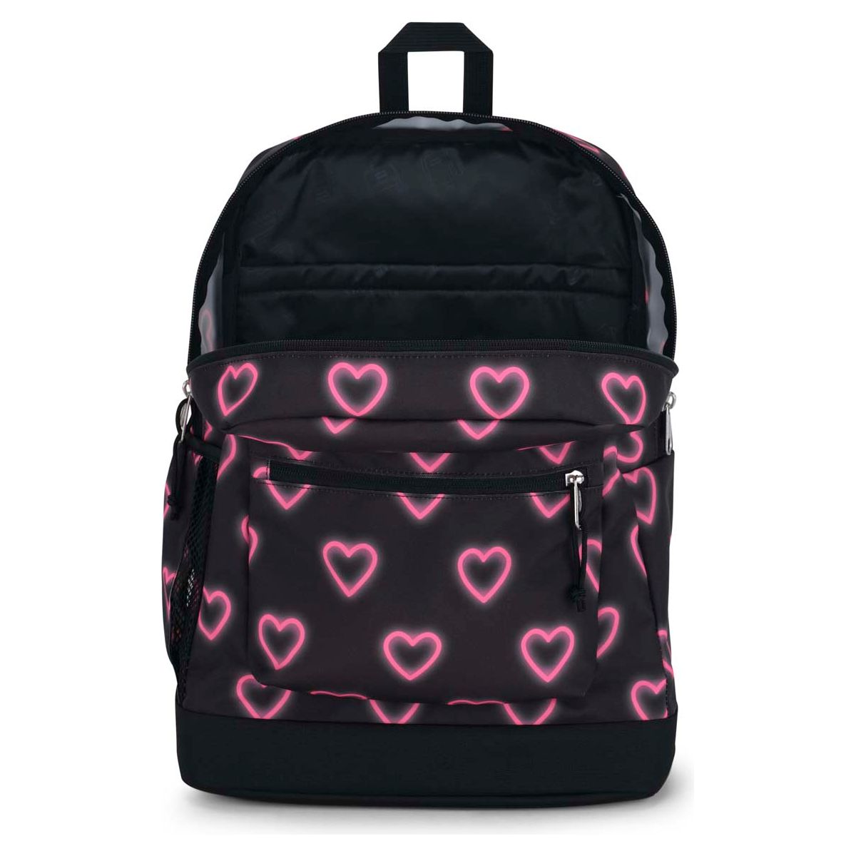 JanSport Cross Town Plus Laptop Backpack - Happy Hearts Black