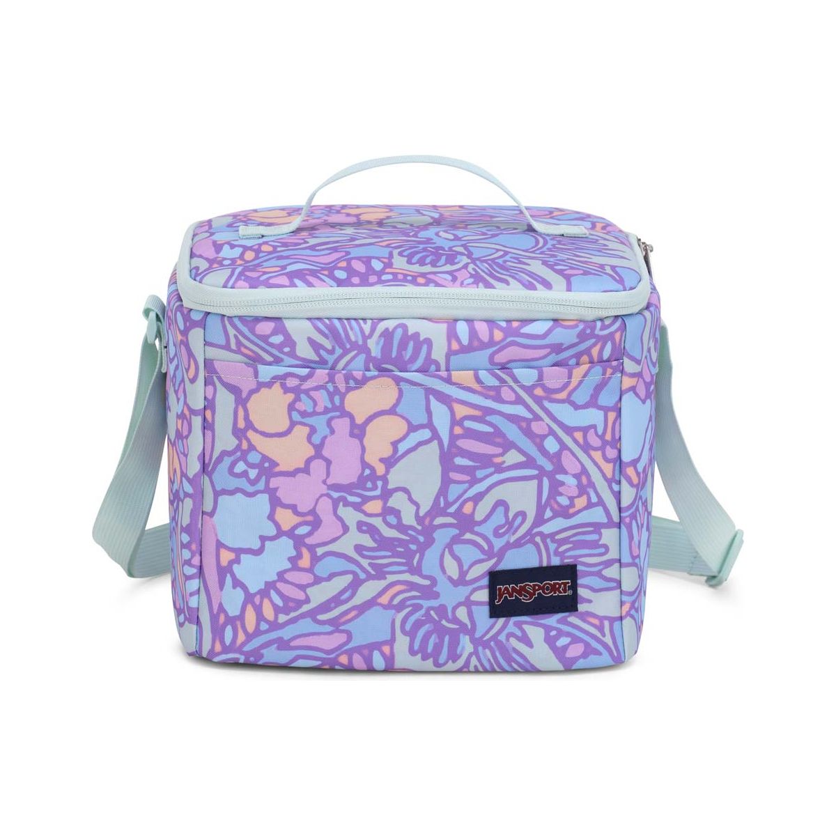JanSport Super Snack Lunch Bag - Fluid Floral Pastel Lilac