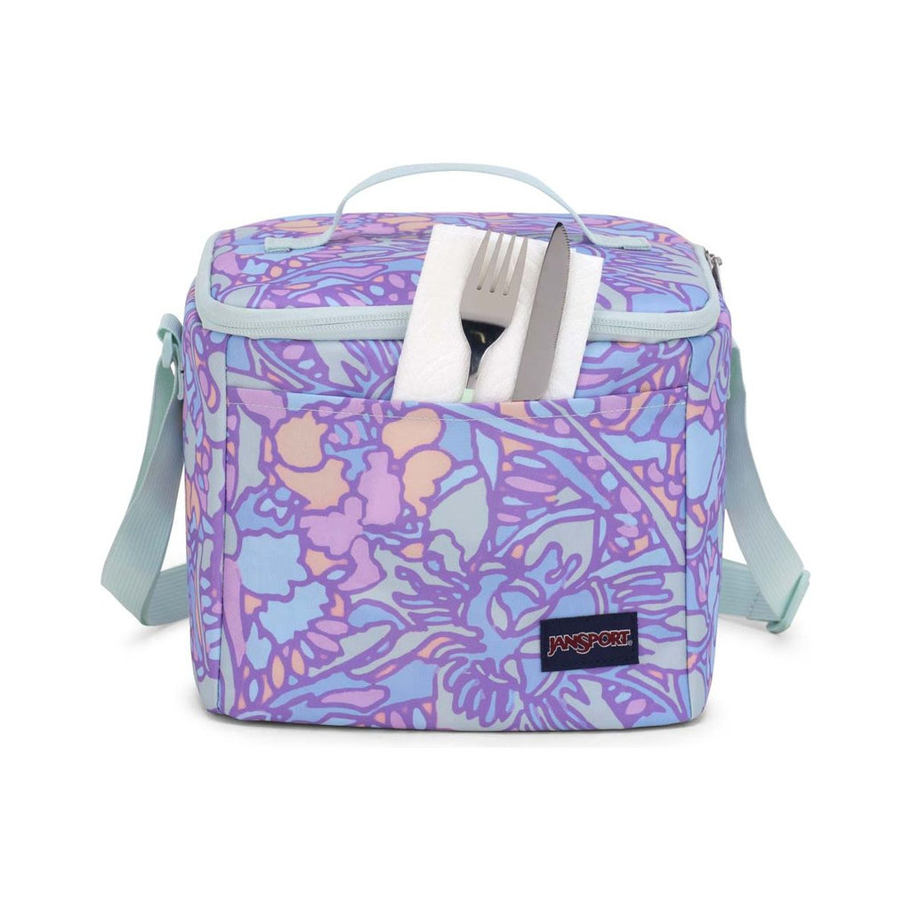 JanSport Super Snack Lunch Bag - Fluid Floral Pastel Lilac