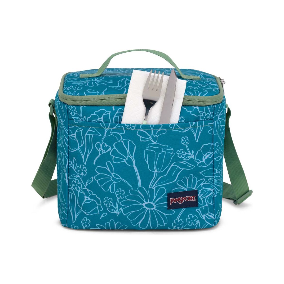 JanSport Super Snack Lunch Bag - Delightful Daisies Green