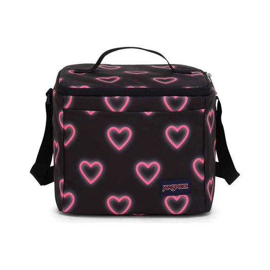 JanSport Super Snack Lunch Bag - Happy Hearts Black
