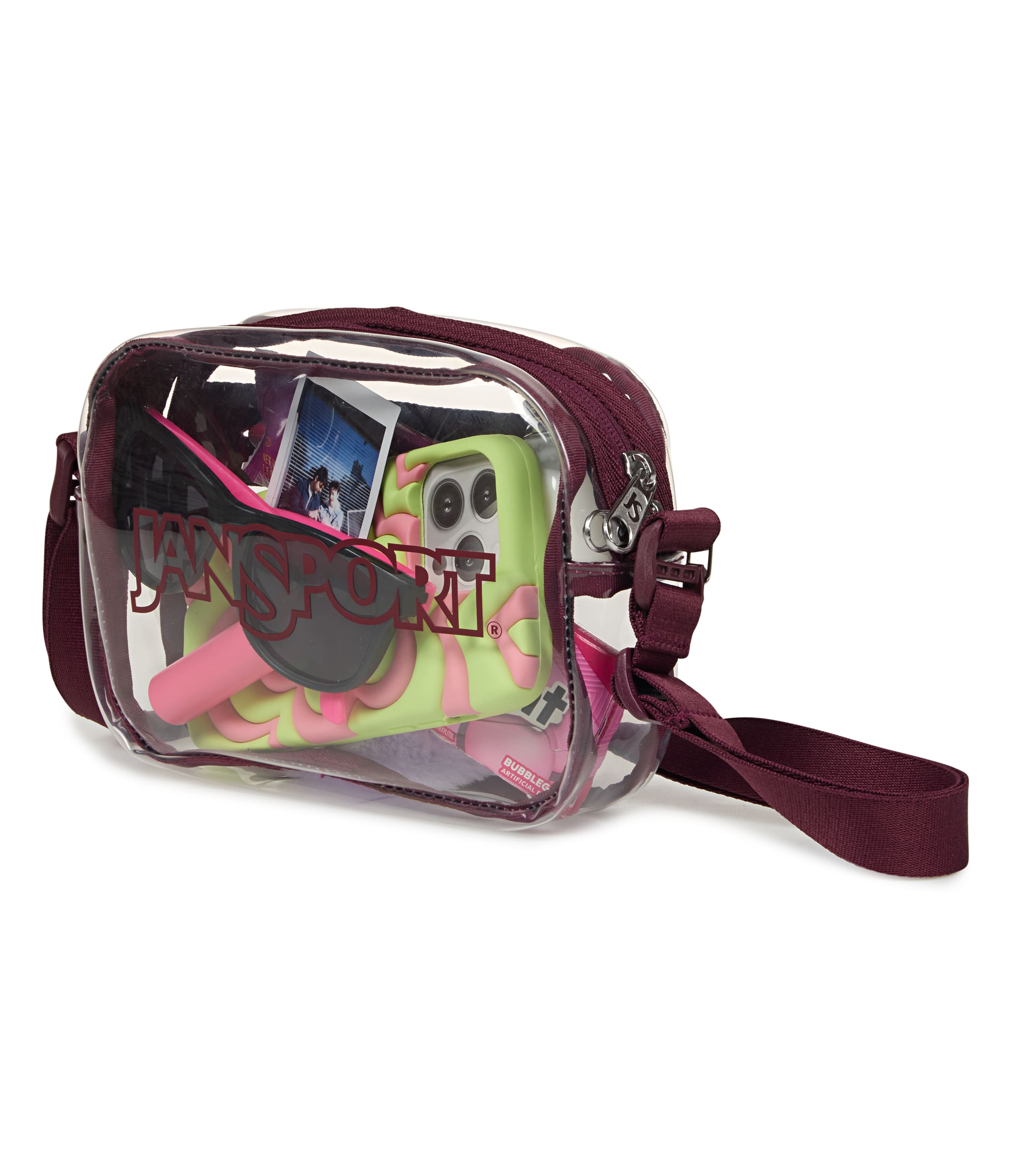 Jansport Clear Crossbody - Clear/Cherry Lequer