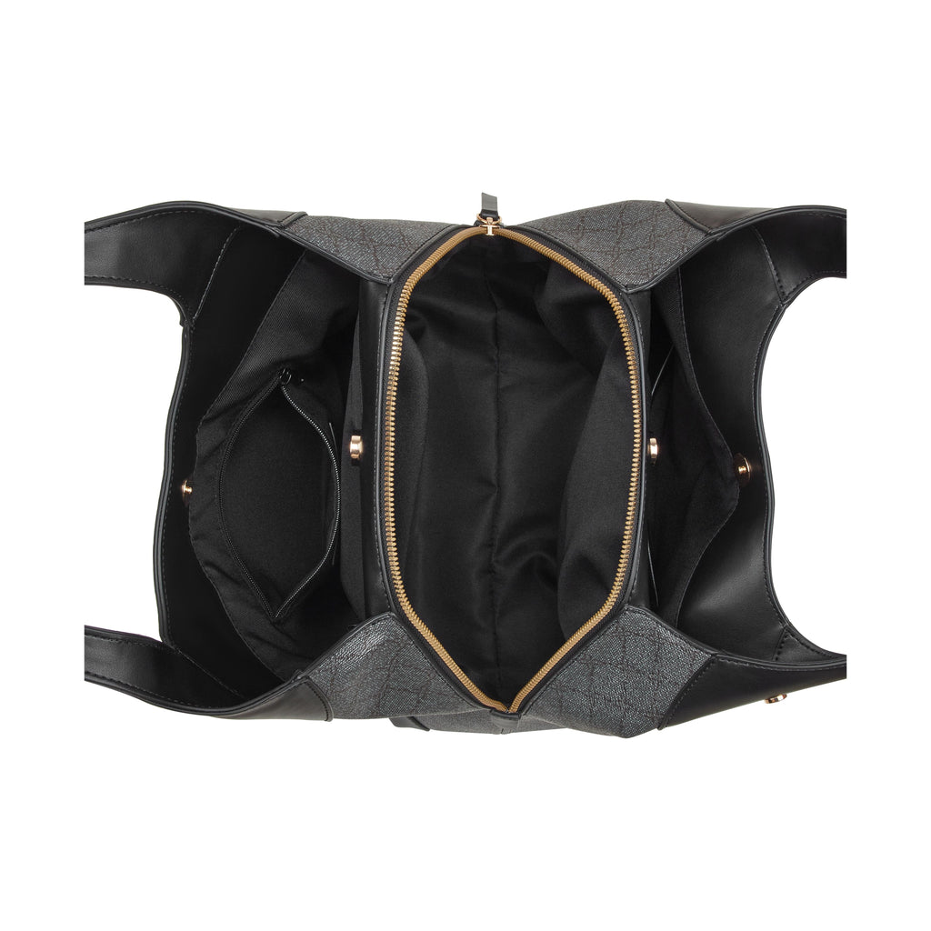 Nine West Handbags EAMON 3 COMP SHOULDER BAG ONYX LOGO