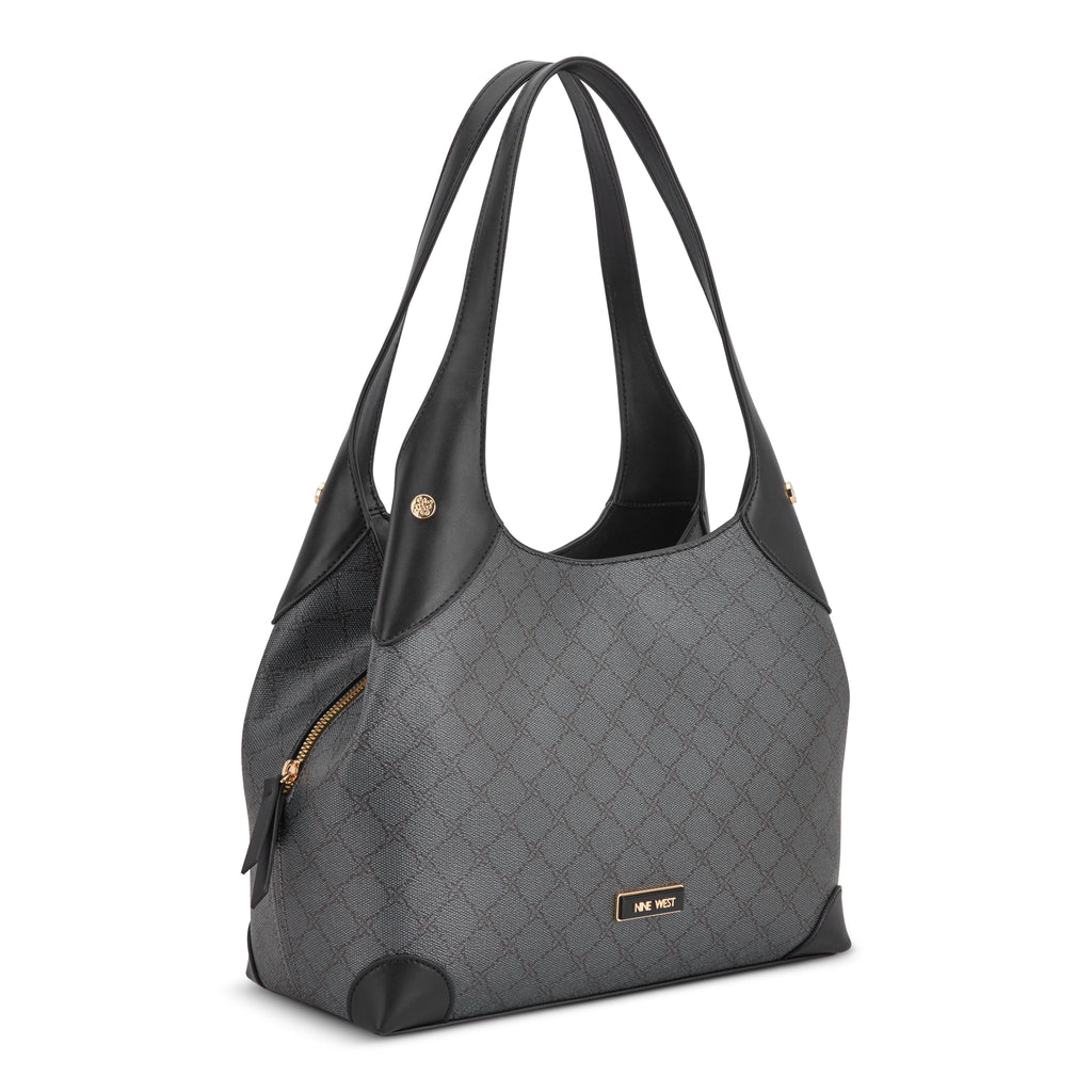 Nine West Handbags EAMON 3 COMP SHOULDER BAG ONYX LOGO