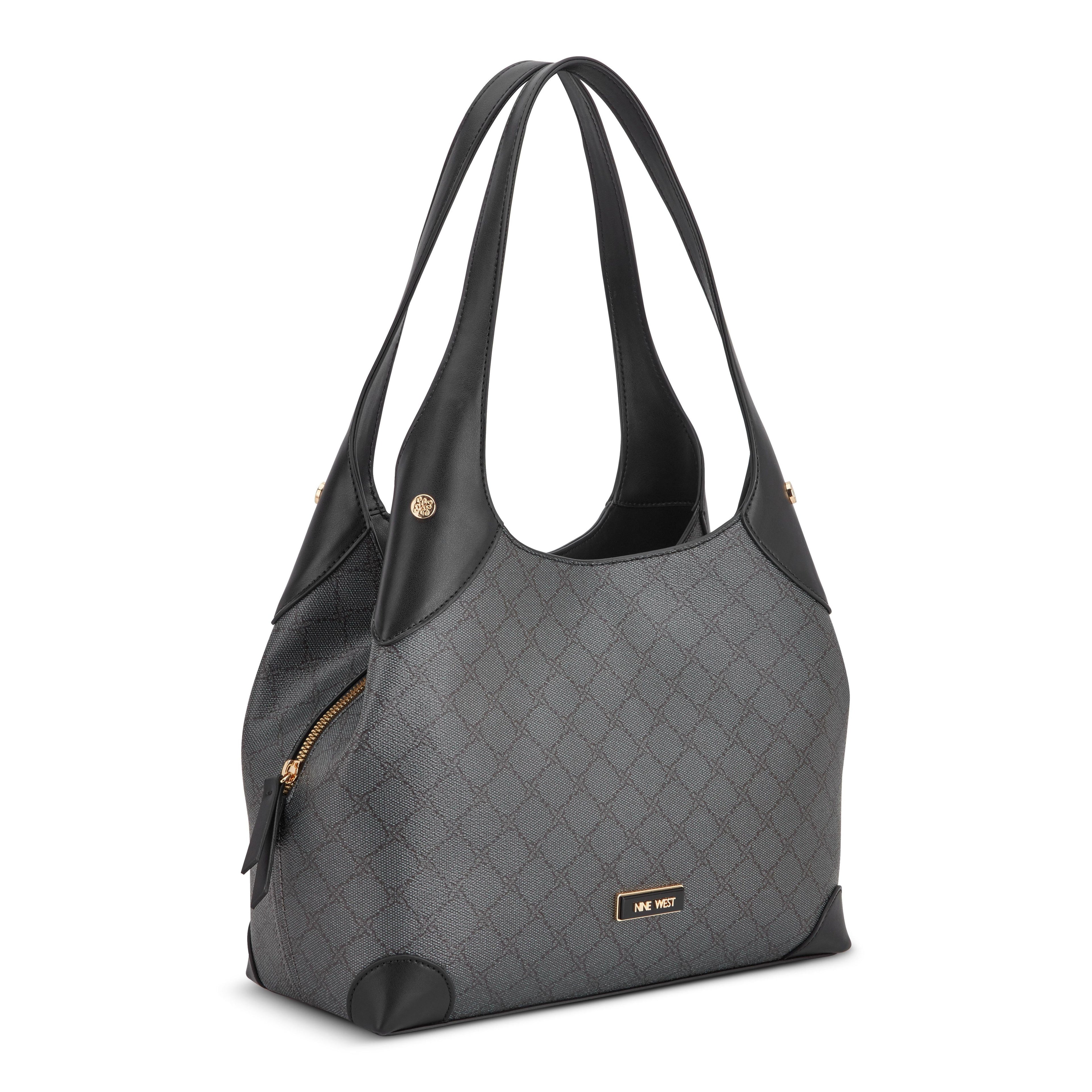 Nine West Handbags EAMON 3 COMP SHOULDER BAG ONYX LOGO