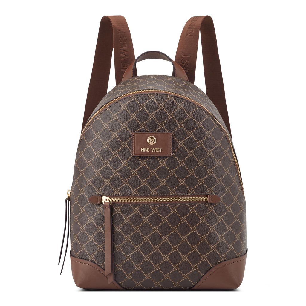 Nine West Handbags MILENIA MEDIUM BACKPACK BROWN LOGO/MAHOGANY