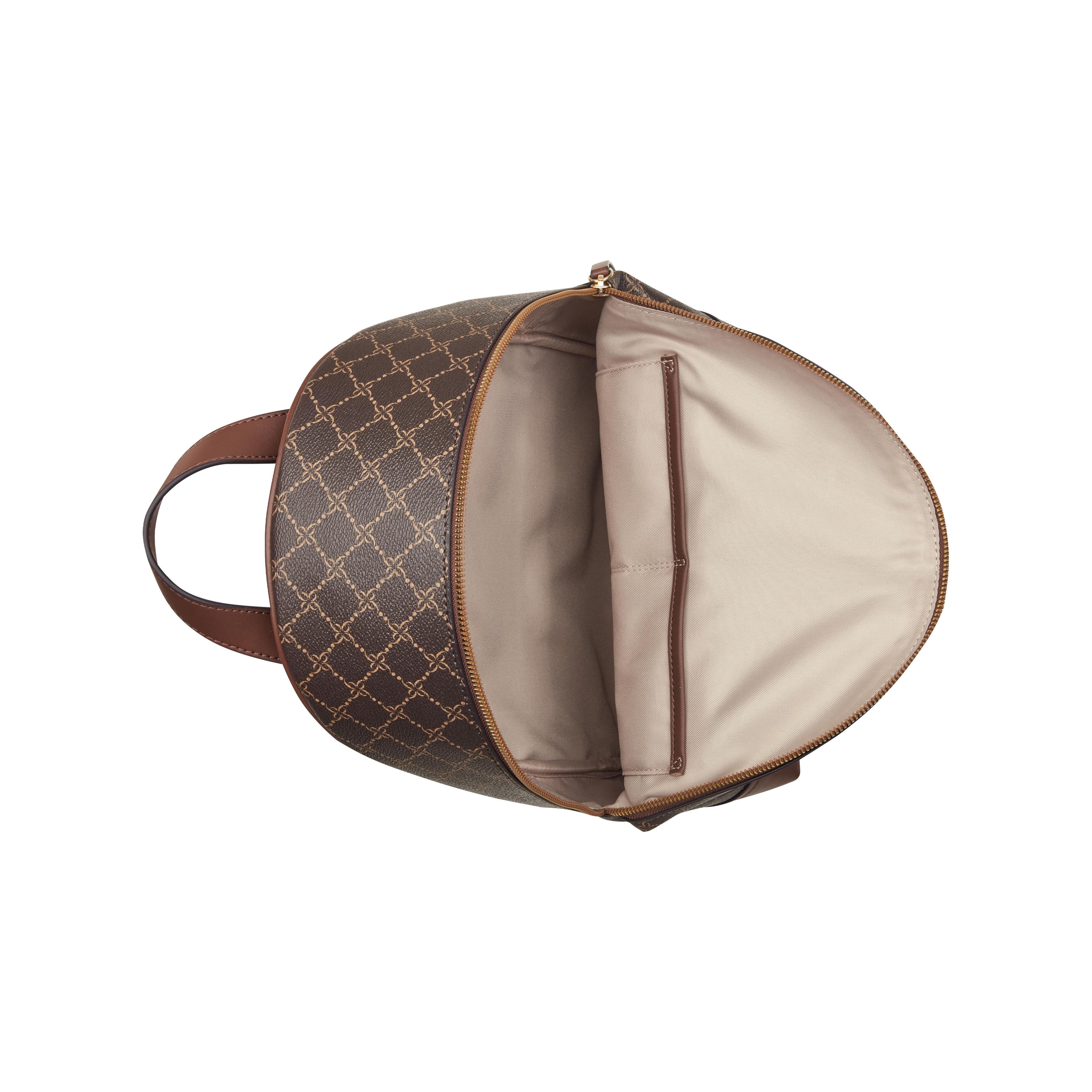 Nine West Handbags MILENIA MEDIUM BACKPACK BROWN LOGO/MAHOGANY