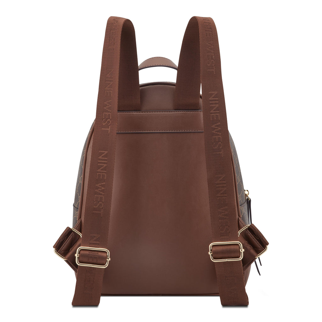 Nine West Handbags MILENIA MEDIUM BACKPACK BROWN LOGO/MAHOGANY