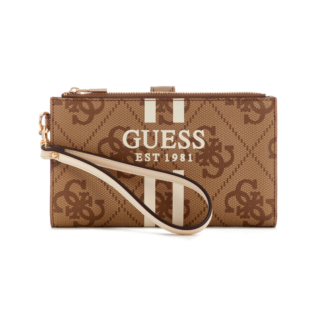 GUESS Laurel II SLG Double Zip Organizer - Latte Logo
