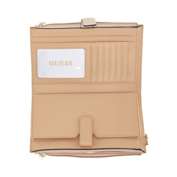GUESS Laurel II SLG Double Zip Organizer - Latte Logo