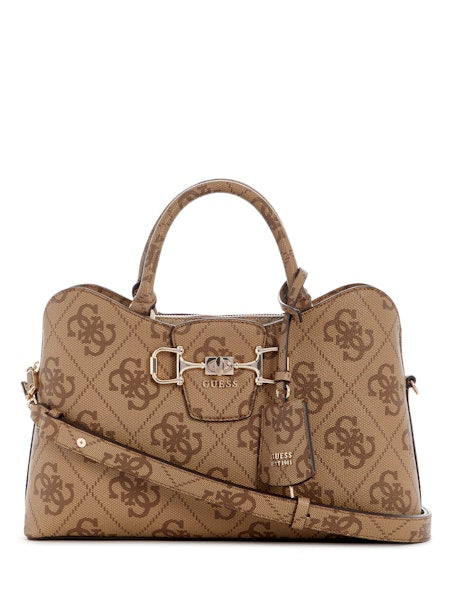Guess Janie Logo Satchel - Latte Logo
