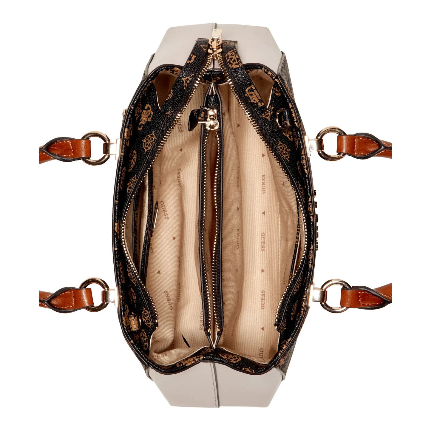 Guess Evelune Girlfriend Satchel - Mocha Logo Multi