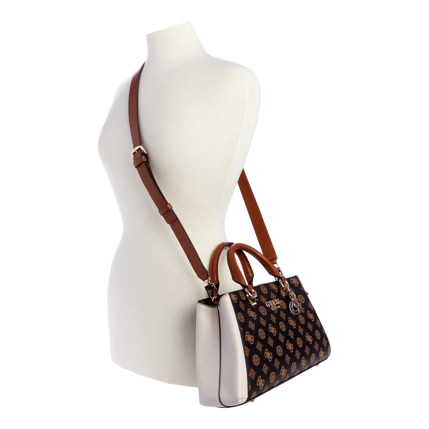 Guess Evelune Girlfriend Satchel - Mocha Logo Multi