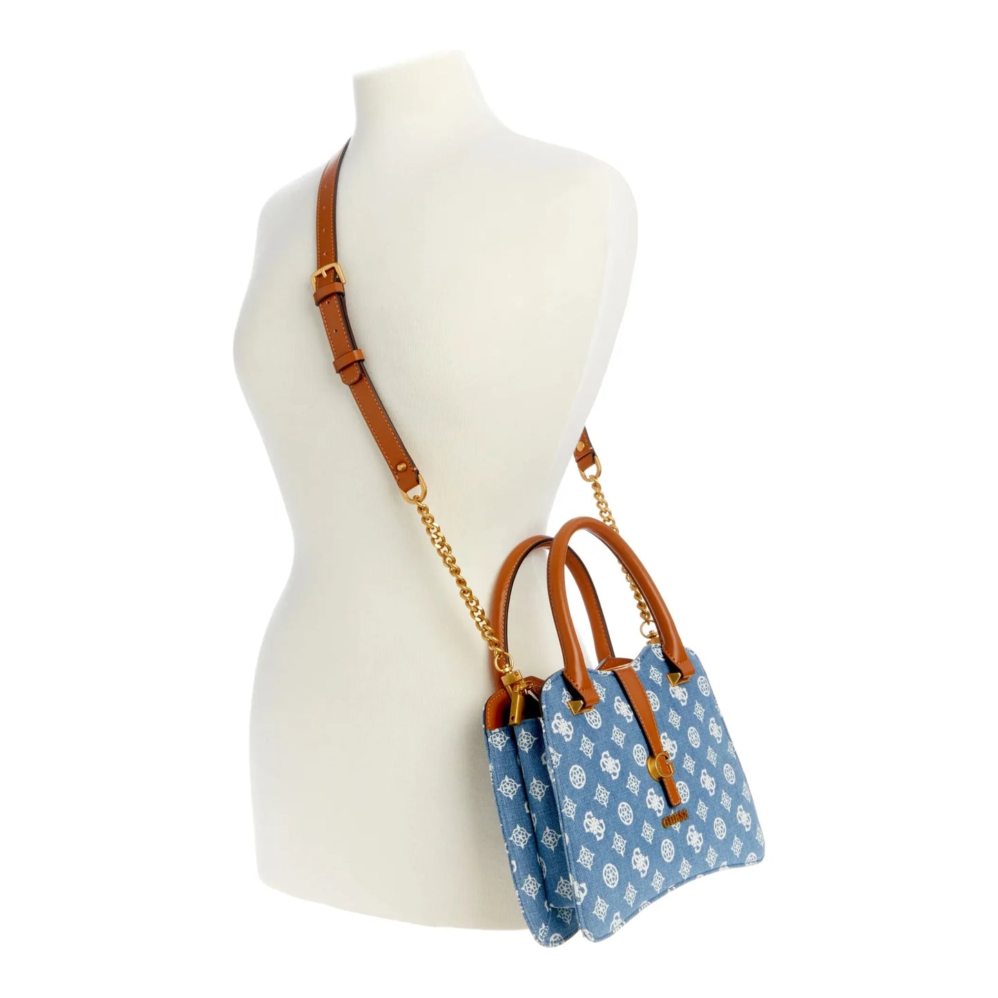 Guess Kuba Small Satchel - Denim Logo
