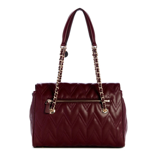 Guess Eda 3 Compartment Satchel - Burgundy
