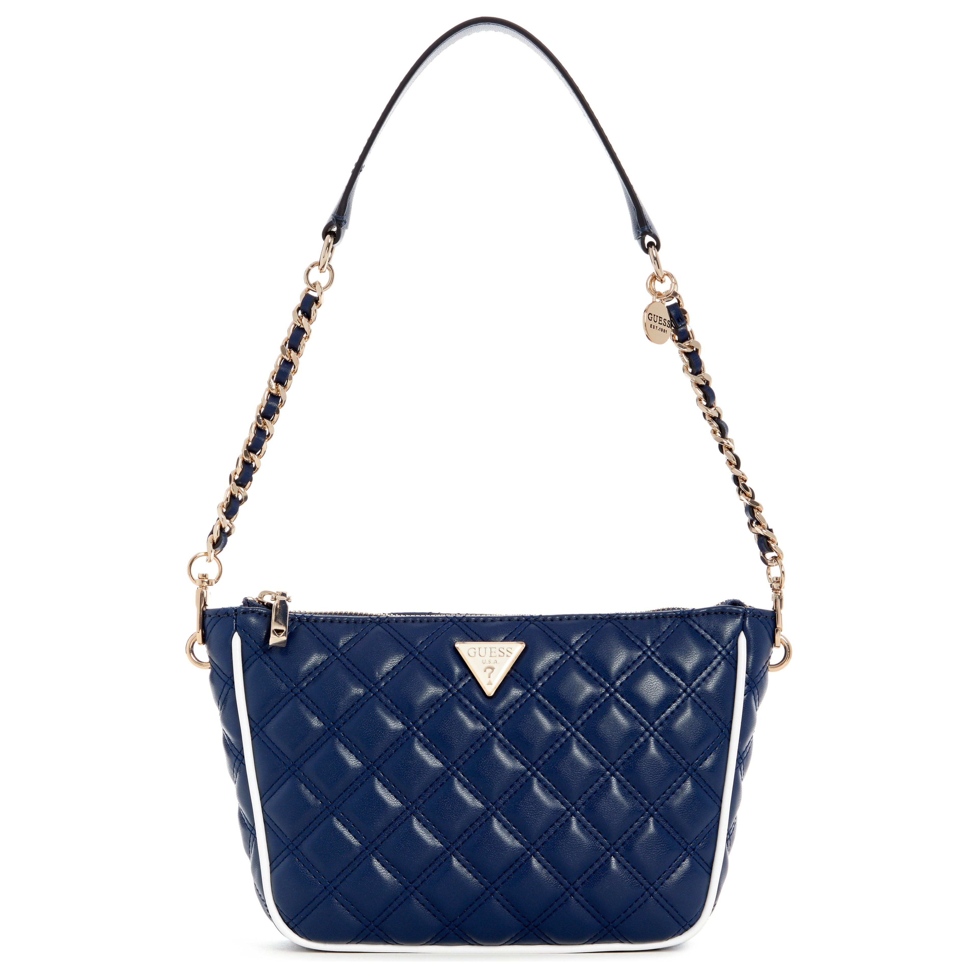 GUESS Cruise Vibe Top Zip Shoulder Bag - Navy/White