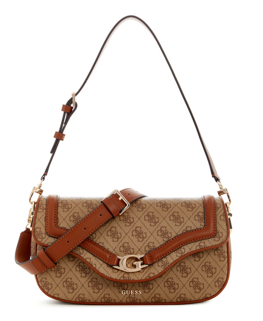 GUESS Dea Flap Shoulder Bag - Latte Logo