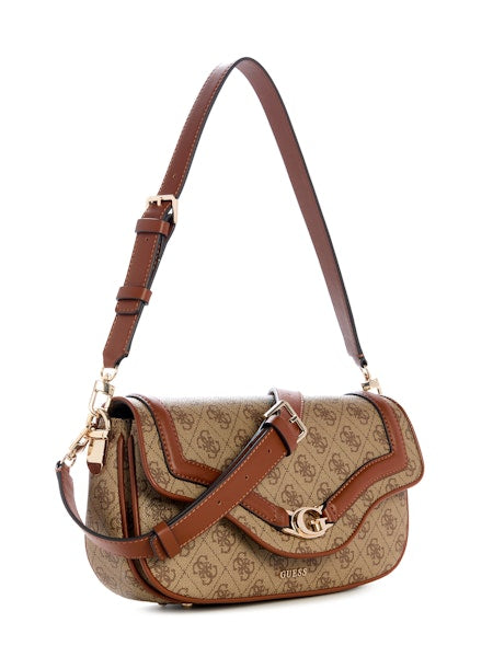GUESS Dea Flap Shoulder Bag - Latte Logo