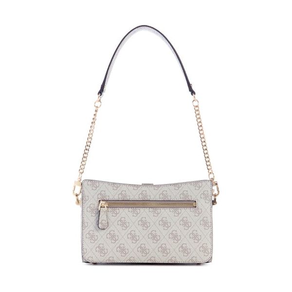 GUESS Zamira Top Zip Shoulder Bag - Dark Taupe Logo