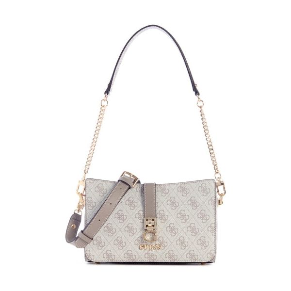 GUESS Zamira Top Zip Shoulder Bag - Dark Taupe Logo