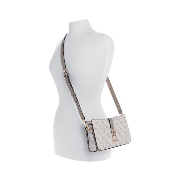 GUESS Zamira Top Zip Shoulder Bag - Dark Taupe Logo