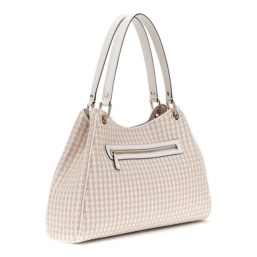 GUESS Mirema Woven Girlfriend Carryall - White/Multi