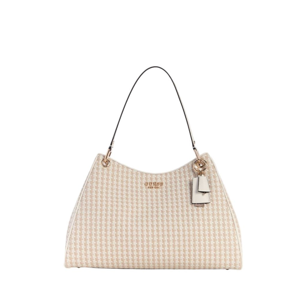 GUESS Mirema Woven Girlfriend Carryall - White/Multi