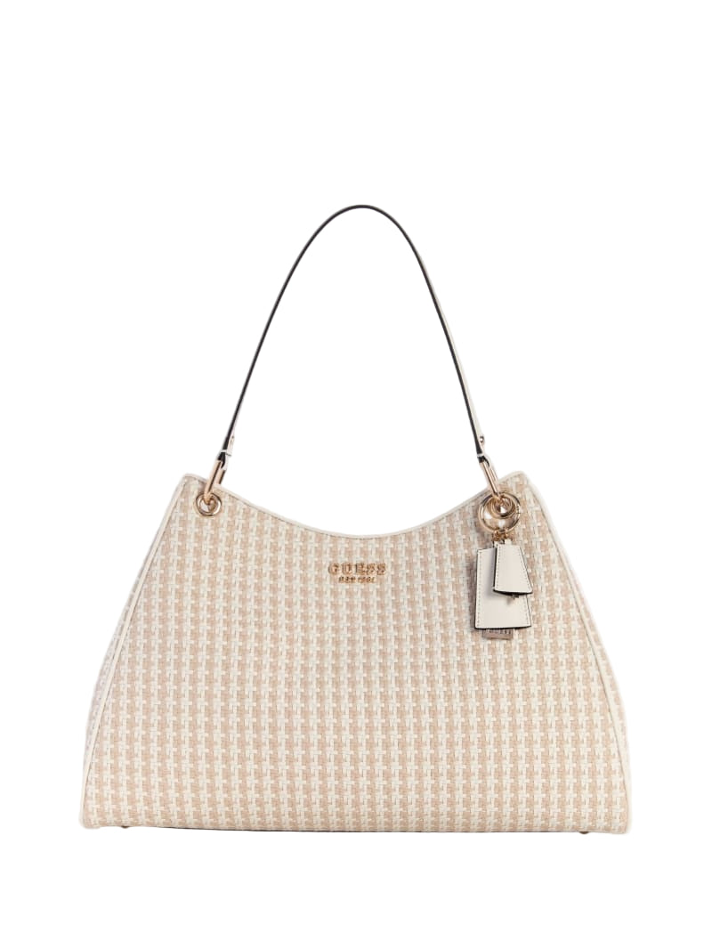 GUESS Mirema Sac fourre-tout tissé pour petite amie - Blanc/Multicolore