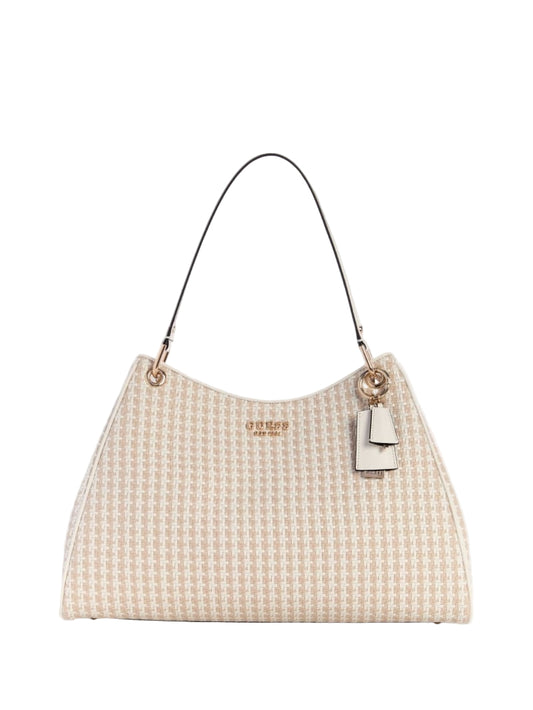 GUESS Mirema Sac fourre-tout tissé pour petite amie - Blanc/Multicolore