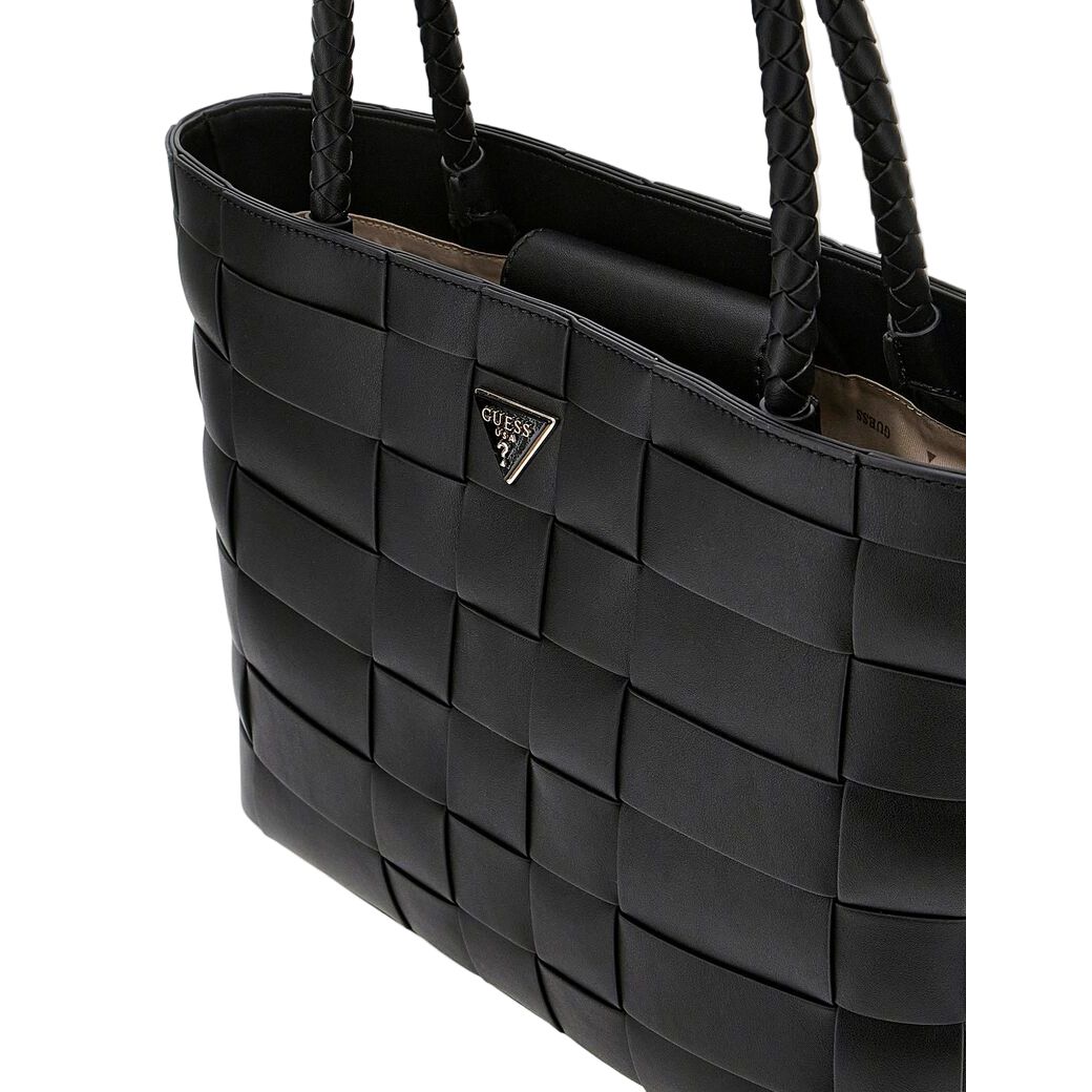 GUESS Mirema Woven Girlfriend Tote - Black