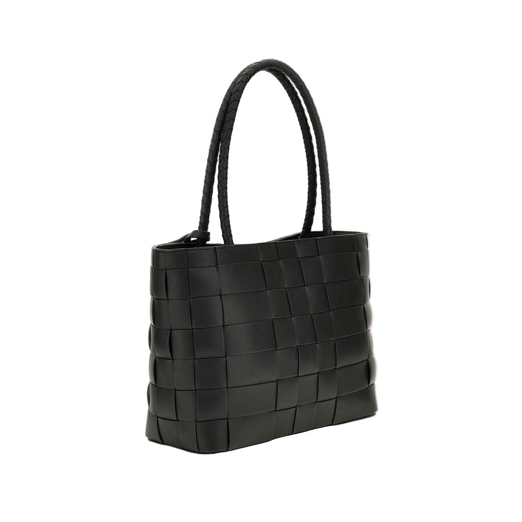 GUESS Mirema Woven Girlfriend Tote - Black