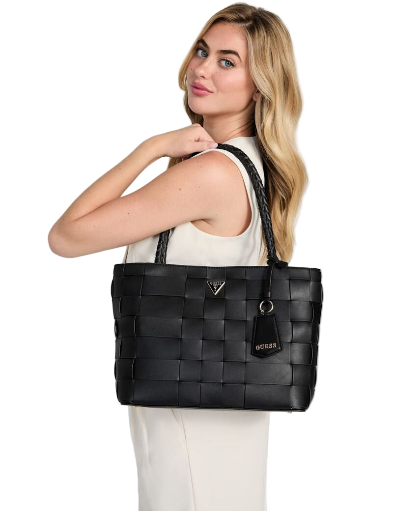 GUESS Mirema Sac Cabas Tissé Girlfriend - Noir