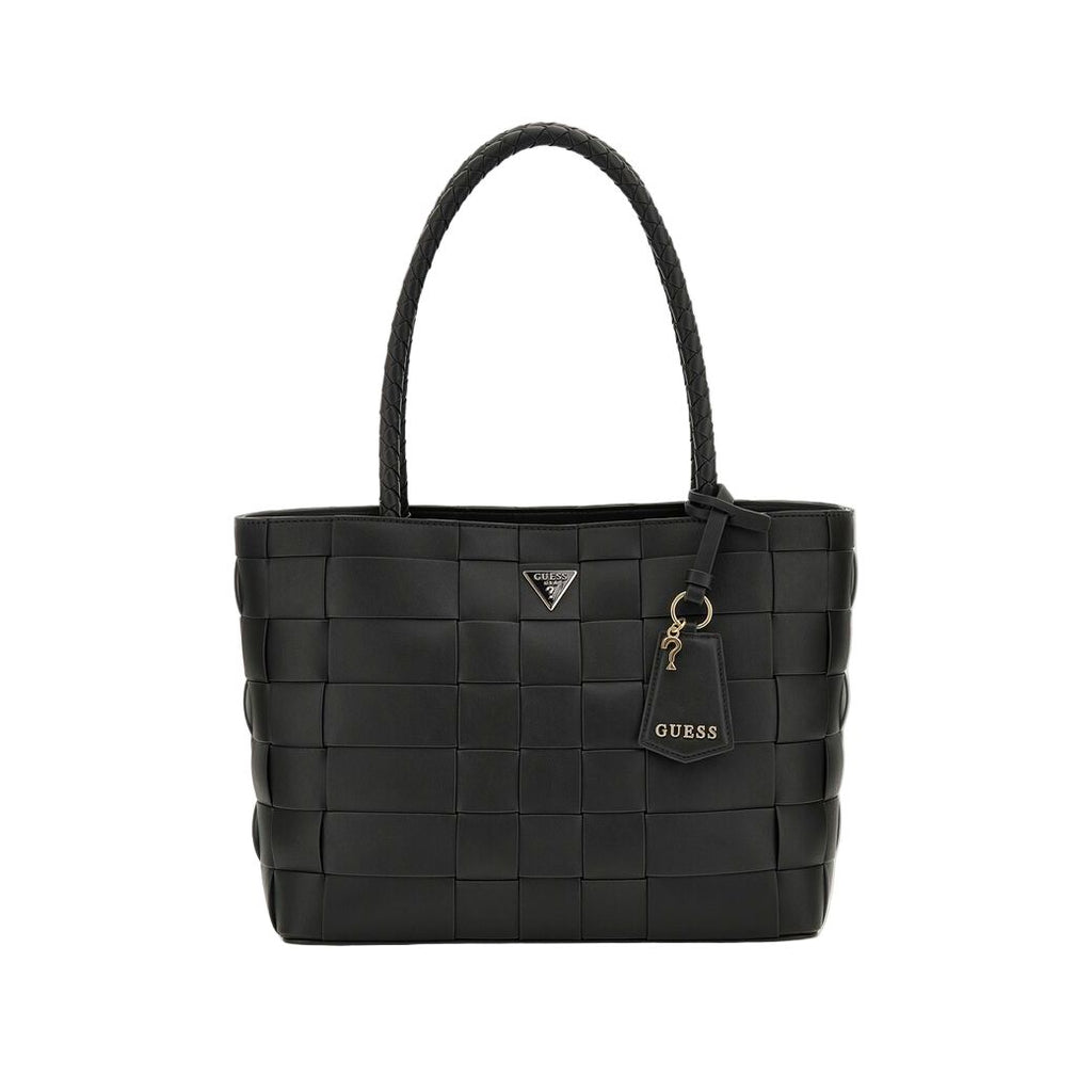 GUESS Mirema Woven Girlfriend Tote - Black