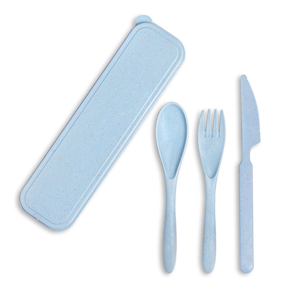 Set de couverts biodégradables Execo 3 pièces - Bleu clair