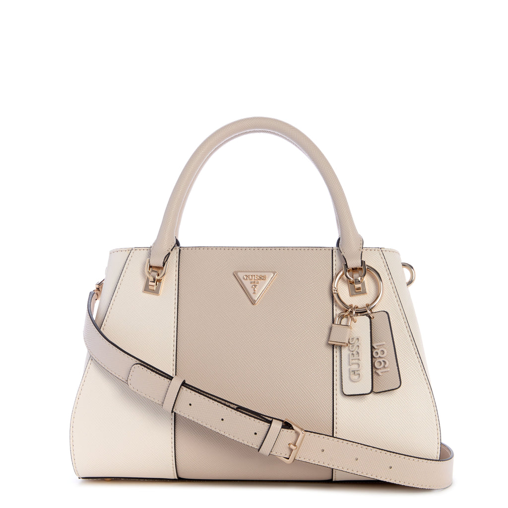 GUESS Noelle II Luxury Satchel - Off White/Taupe