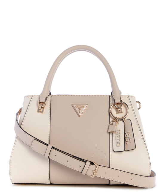 GUESS Noelle II Luxury Satchel - Off White/Taupe