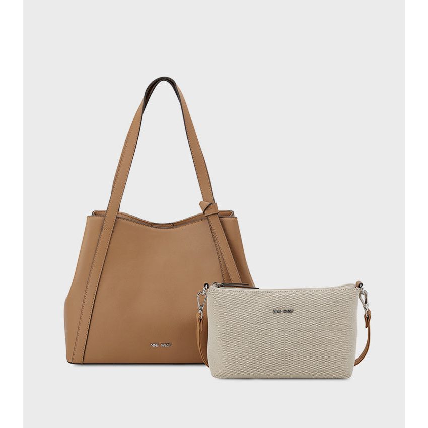 Nine West Ruthie Tote Bag with Pouch - Dark Camel