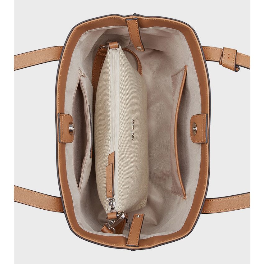 Nine West Ruthie Tote Bag with Pouch - Dark Camel