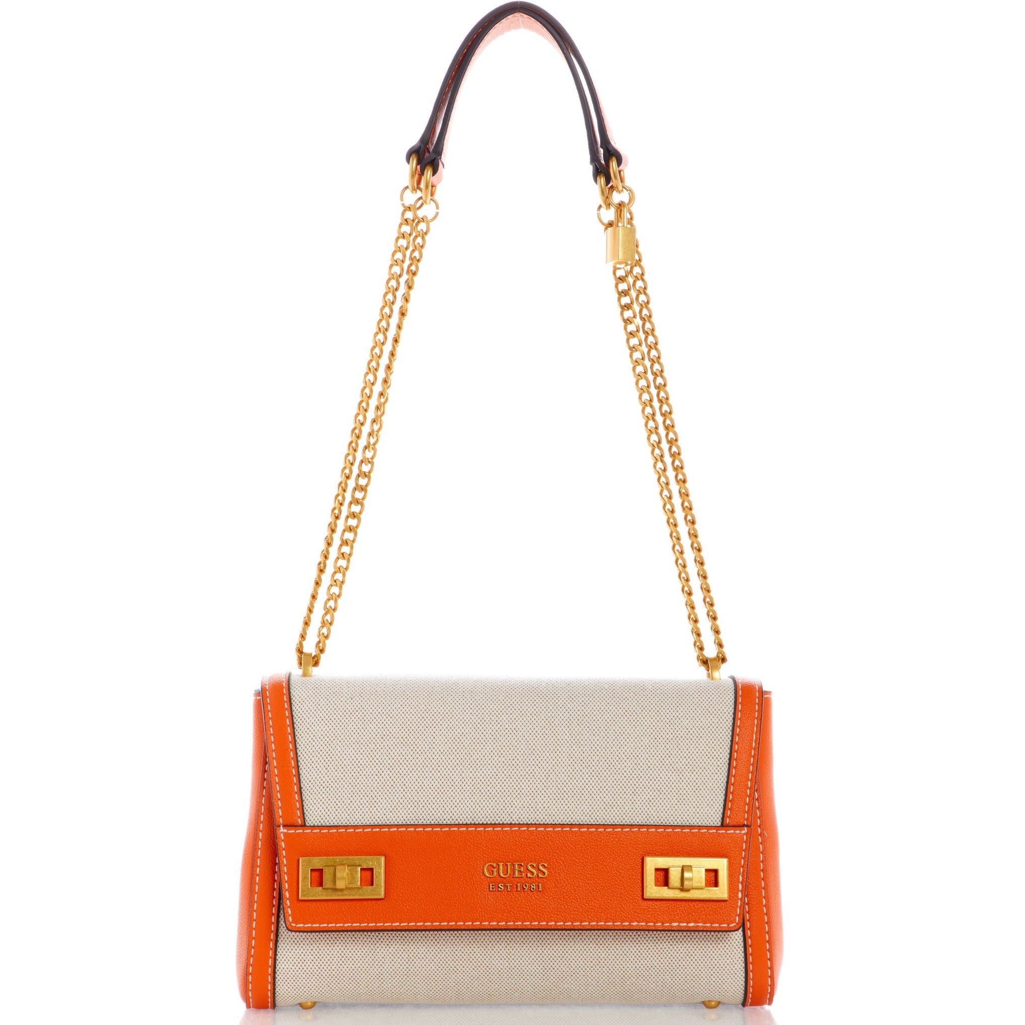 GUESS Katey Canevas Flap Shoulder Bag