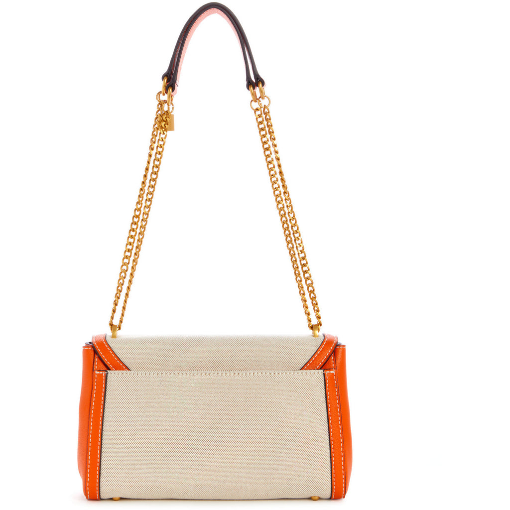 GUESS Katey Canevas Flap Shoulder Bag