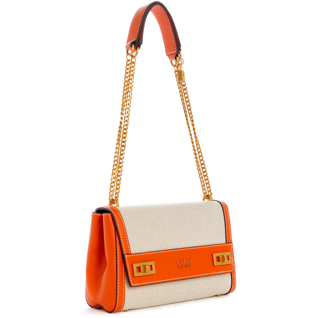 GUESS Katey Canevas Flap Shoulder Bag