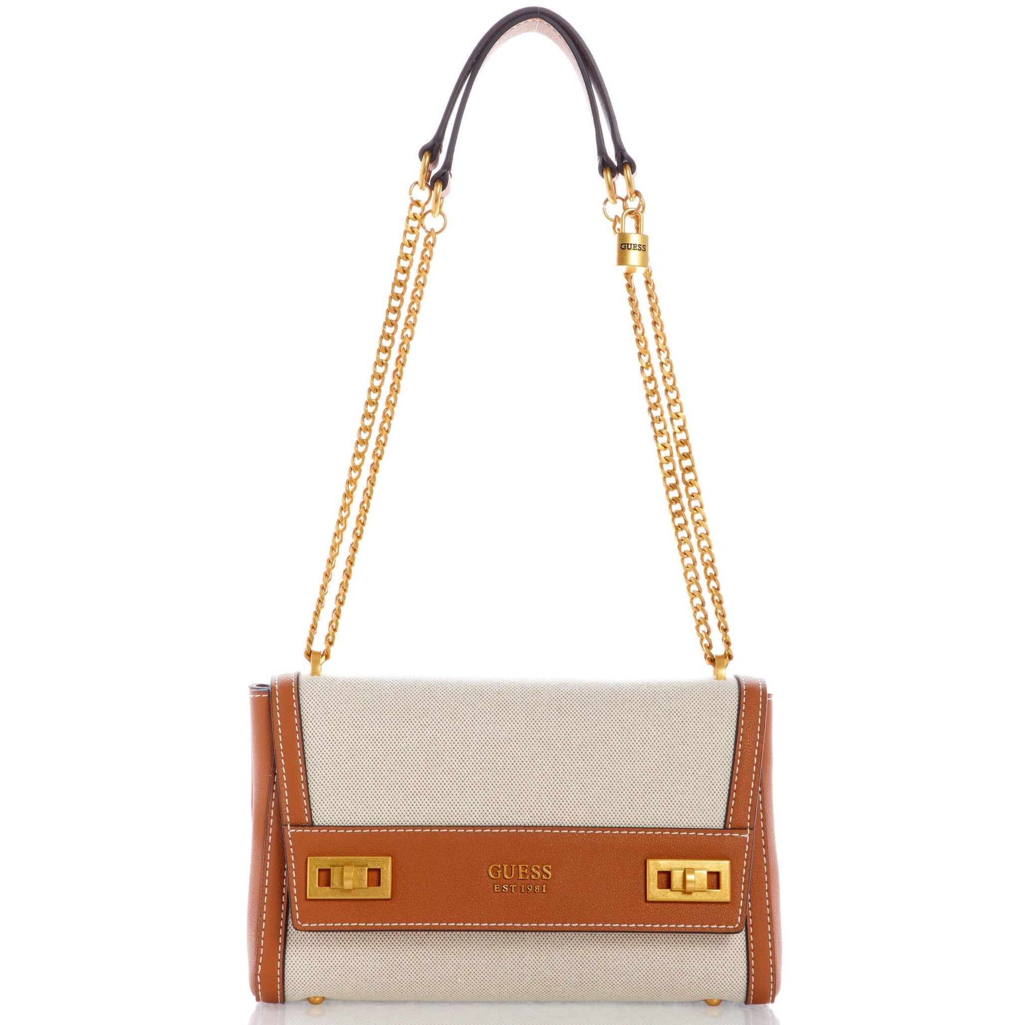 GUESS Katey Canevas Flap Shoulder Bag