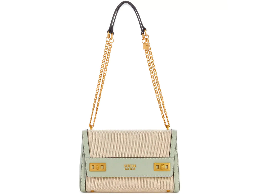 GUESS Katey Canevas Flap Shoulder Bag