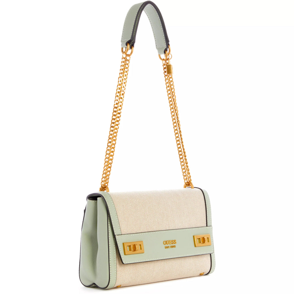 GUESS Katey Canevas Flap Shoulder Bag