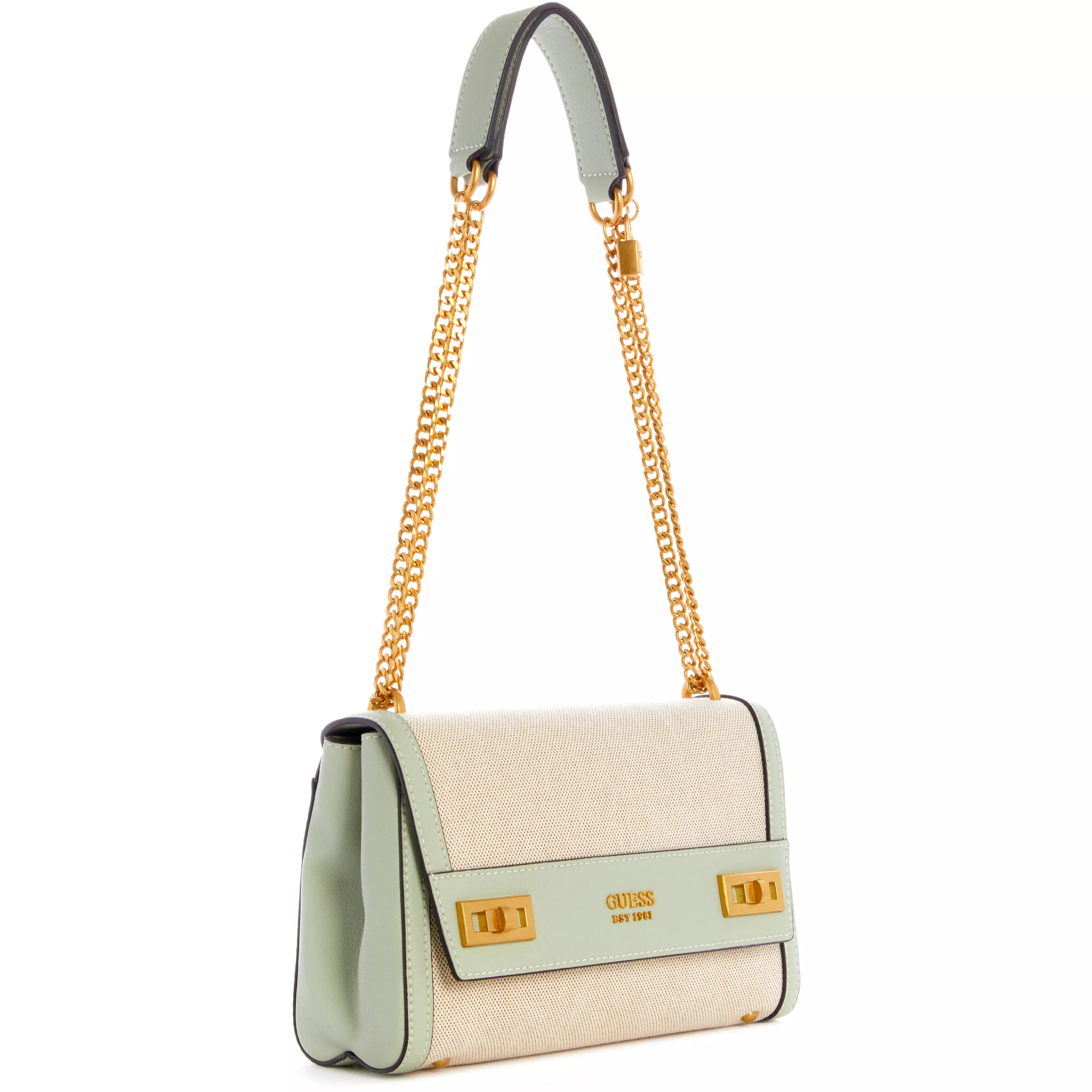 GUESS Katey Canevas Flap Shoulder Bag