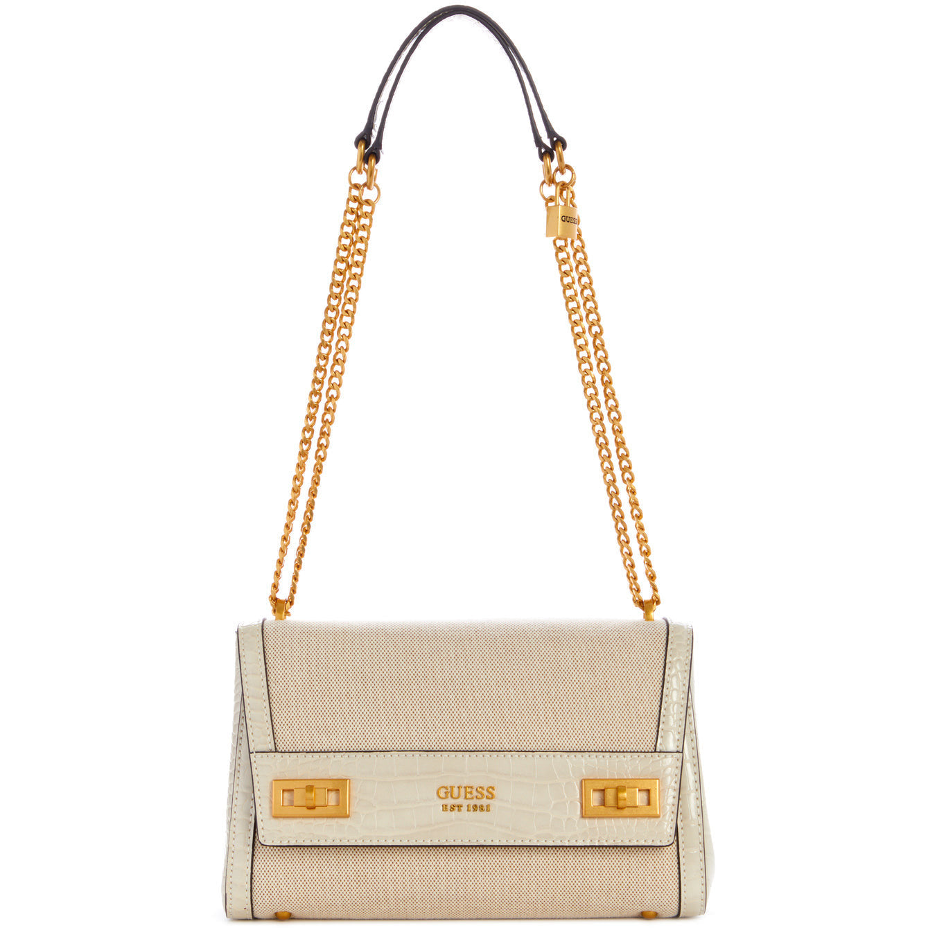 GUESS Katey Canevas Flap Shoulder Bag