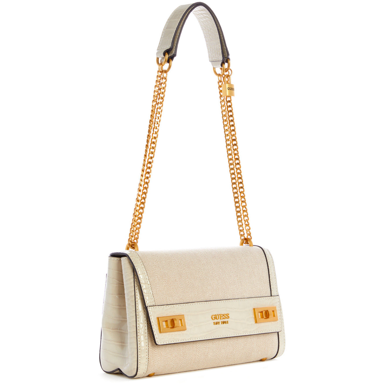 GUESS Katey Canevas Flap Shoulder Bag