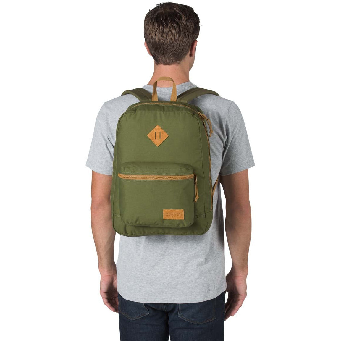 JANSPORT Super Lite Sac à dos - Nouvel Olive avec Dijon Marron
